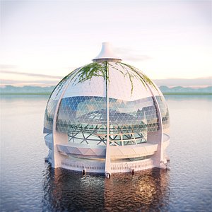 3d dome building concrete model
