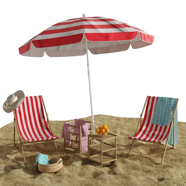 3D Beach lounge outdoor set 11 model