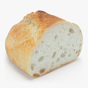 3D Batard Bread Half 01 model
