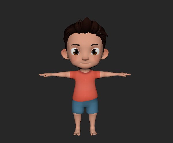 cute cartoon kid toddler 3D model