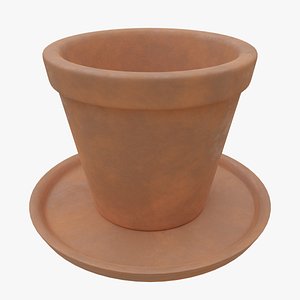 Clay Pot and Saucer 3D