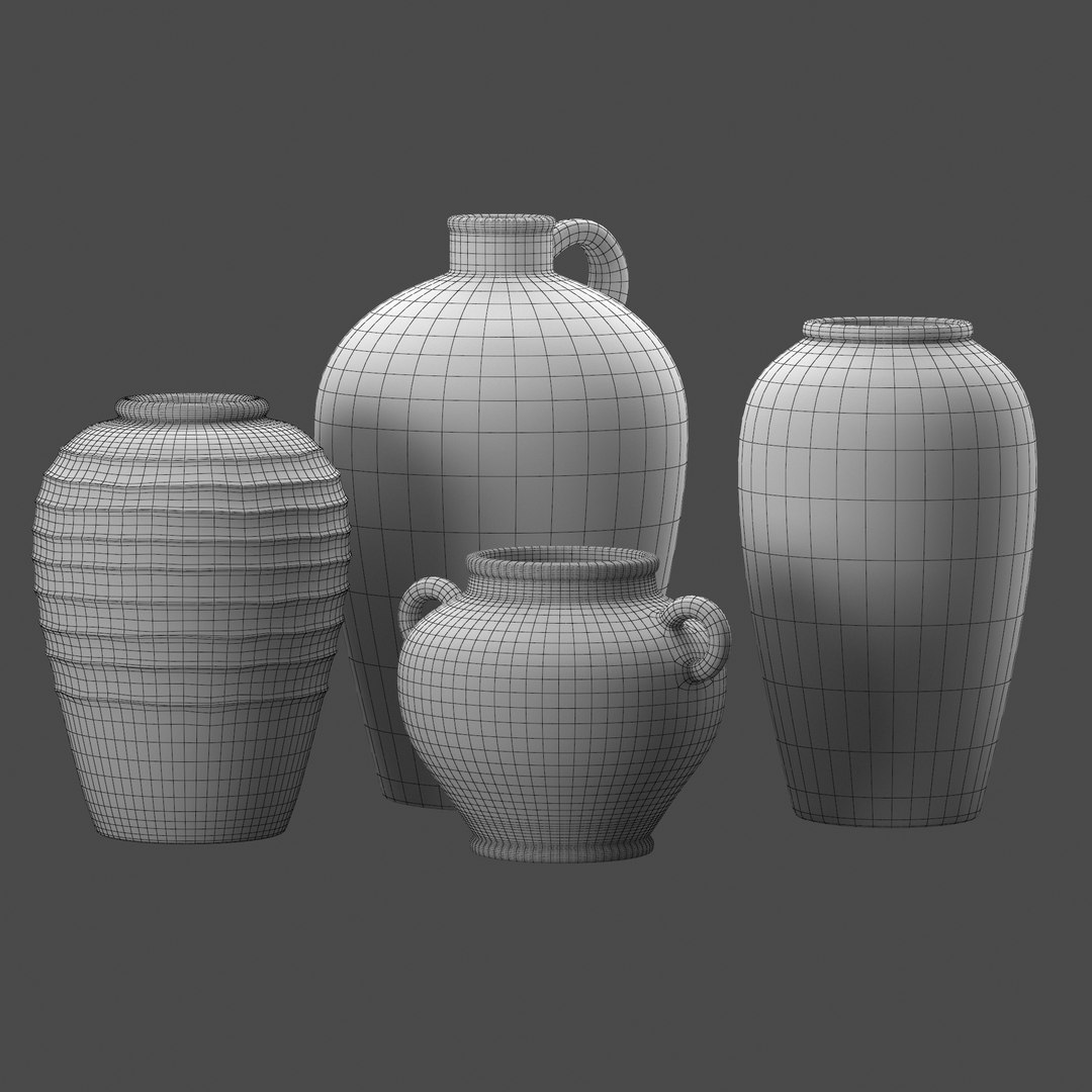 Antique Clay Vases 3D model https://p.turbosquid.com/ts-thumb/DC/1o79Ib/yO/wire/jpg/1653121637/1920x1080/fit_q87/bc8e5aea8425d23b102f91e3ed0fd30fe377b960/wire.jpg