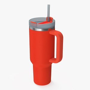 3D Travel Tumbler with Lid and Straw Red