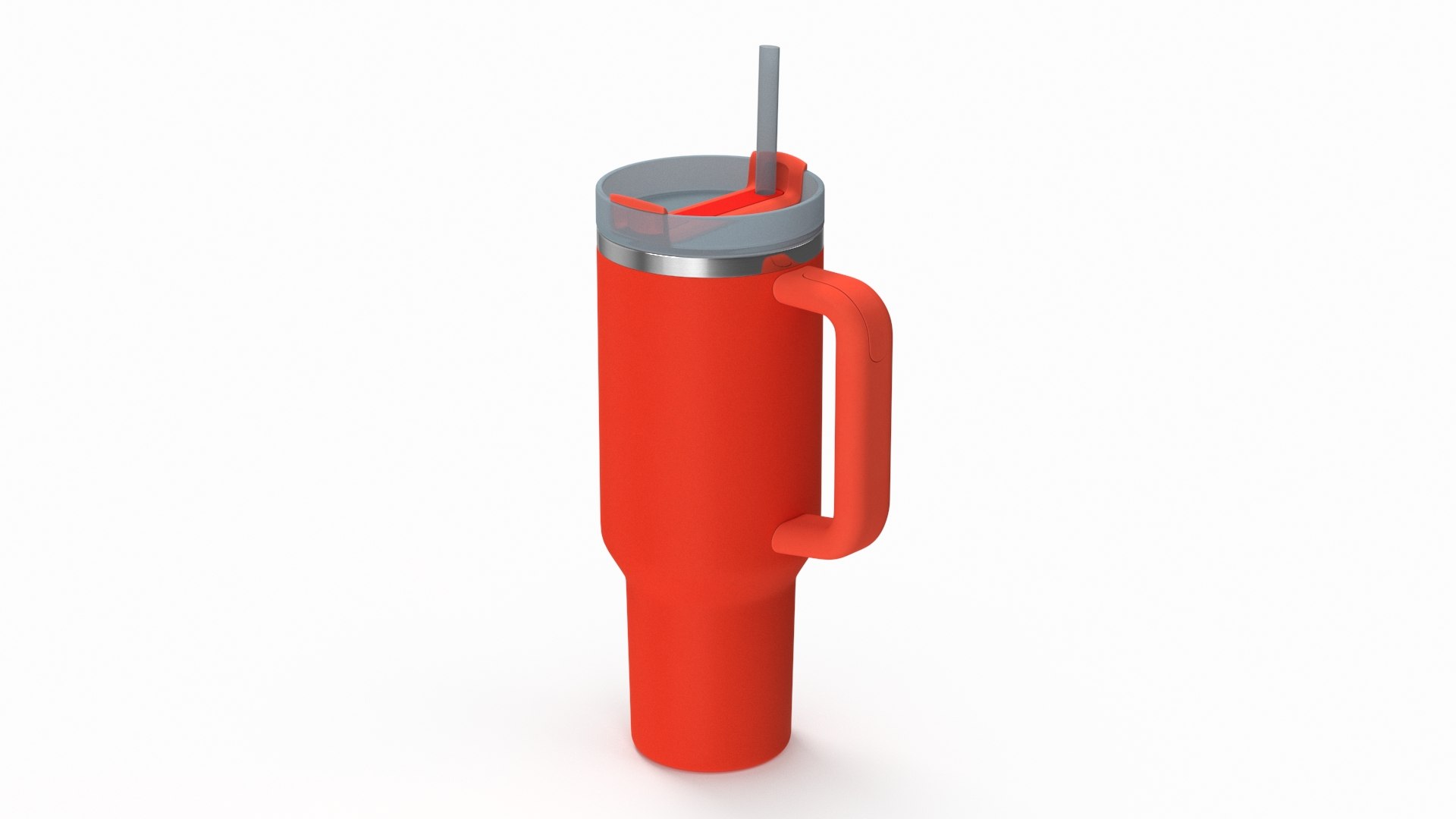 Travel Tumbler with Lid and Straw Red 3D model preview