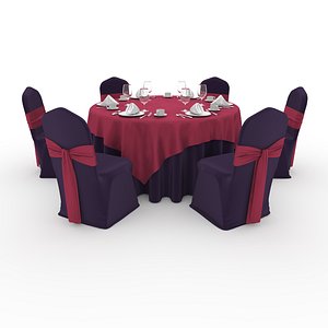 3D Banquet Table and Chair 47