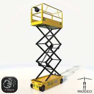 realistic scissor lift rigged 3d model