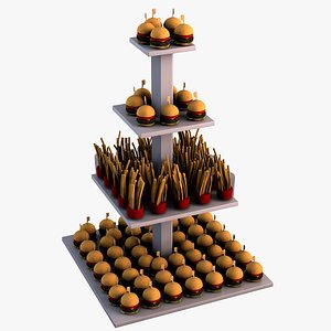 3D burgers and fries model