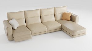 Beige leather sofa in Italian style 3D model