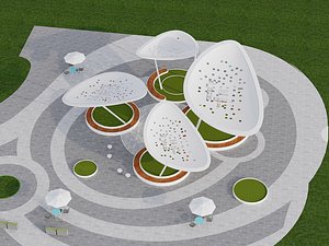 Concept Landscape Pavilion with Organic Roof Canopy