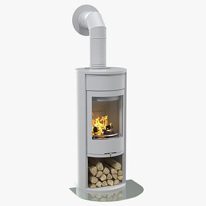 wood burning stove wall 3D model