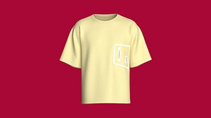 3D model Men Printed Drop Shoulder Yellow Color T-Shirt