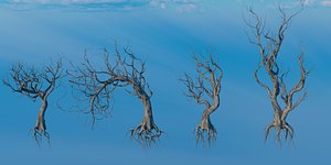 3D model Dead Twisted Trees Pack - 4 Low Poly Stylized Models