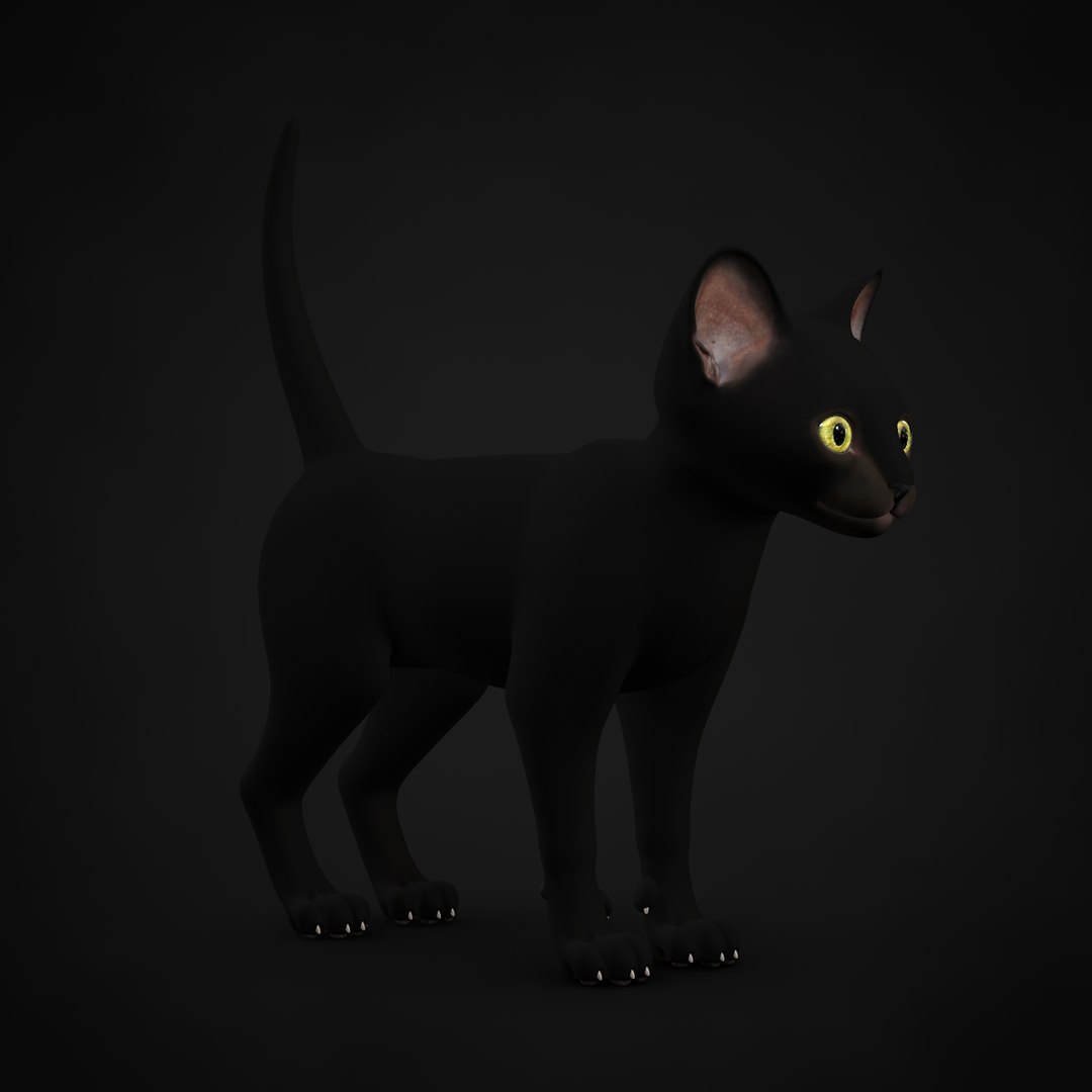 3d Model Of Kitten Red Black