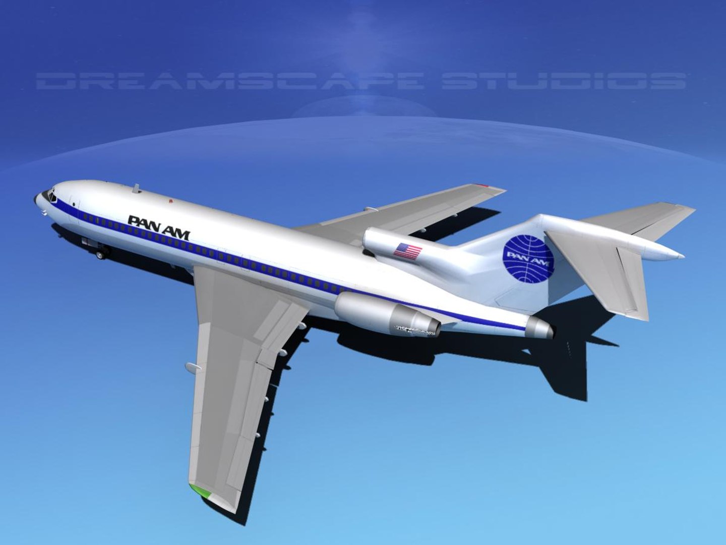 3d Model Airline Boeing 727 727-100