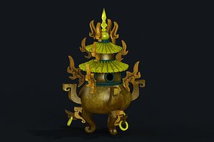 3D bagua copper furnace alchemy model