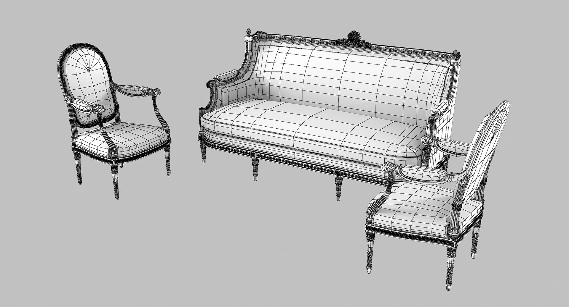 3d Model Victorian Furniture Set