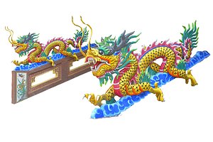 temple dragon balustrade 3D model