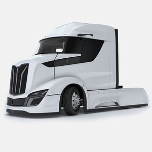 3D Streamlined Semi Truck White Rigged for Cinema 4D