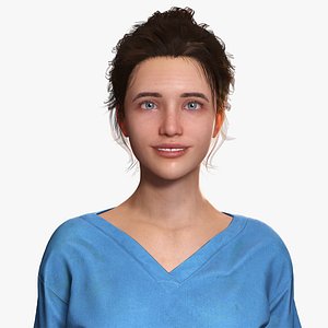 3D Professional Nurse in Scrubs Realistic Rigged 3D Model model