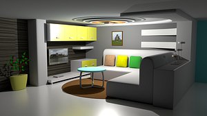 interior hall render 3D