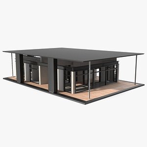Designer House with Panoramic Windows 3D model