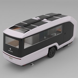 Pebble Flow electric travel trailer red full 3D
