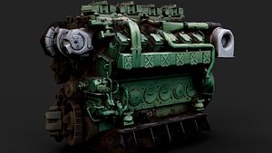 truck engine v2 machinery rusty wreck PBR photogrammetry