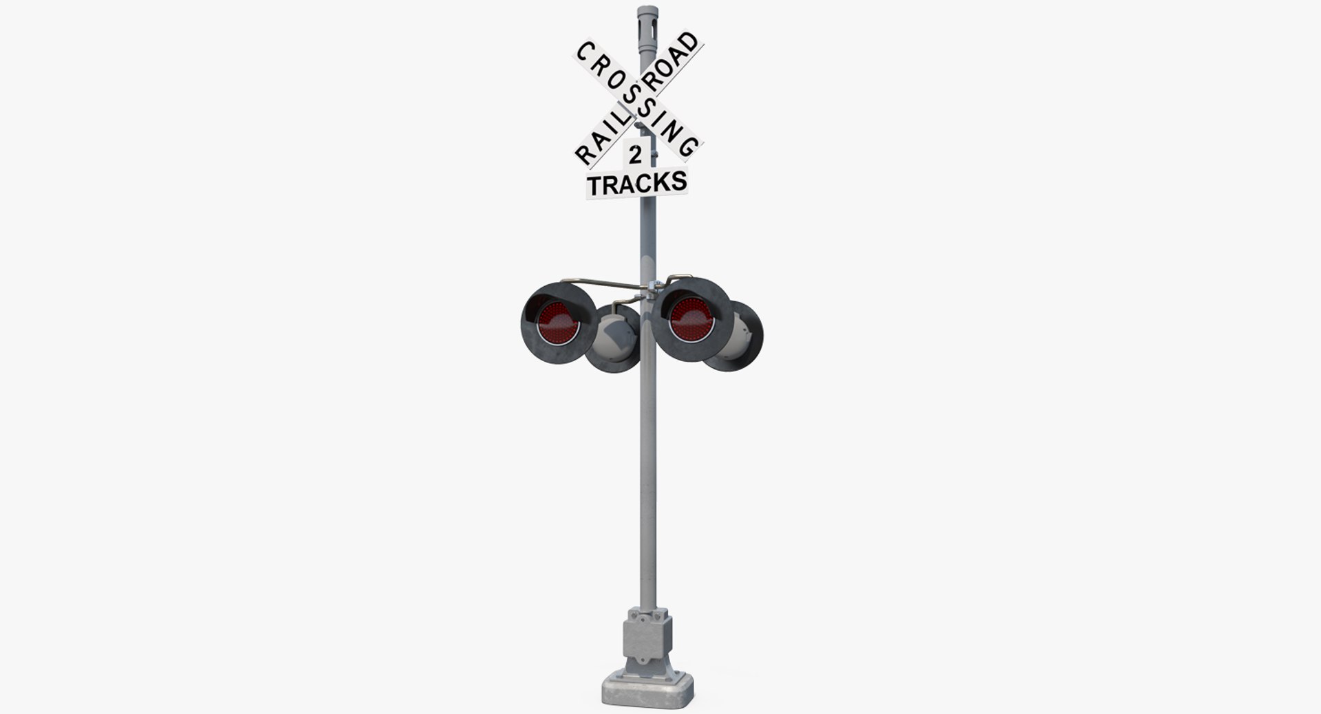 Railroad Crossing Ahead Sign and Signal 3D Model 3D model preview