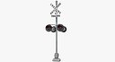 Railroad Crossing Ahead Sign and Signal 3D Model