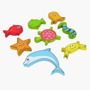 3d sea creature magnet toy