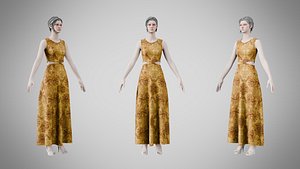 3D Dress 31 Amber Stream Brocade