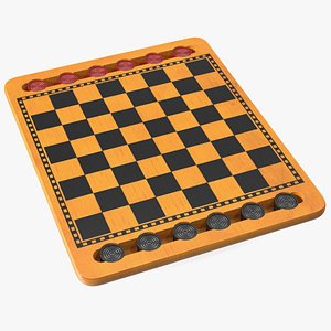 Wood Checkers Set 3D model