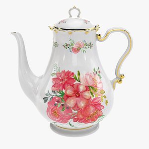 porcelain teapot painted 3D model