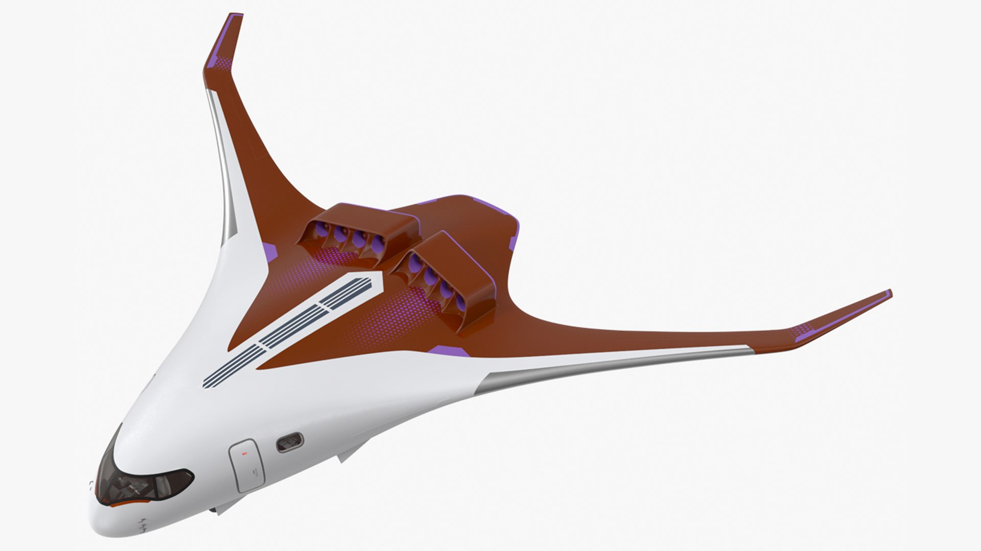 Ecological Aircraft Blended-Wing Body 3D model preview