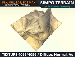 realistic terrain polys games model