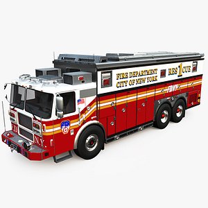 3D Fire Truck FDNY Rescue 1 model