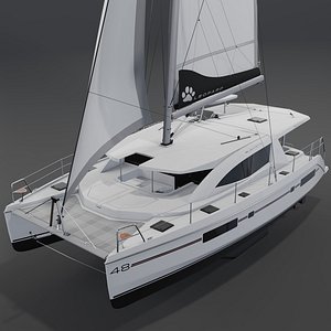 3D Leopard 48 Luxury sail yacht render PBR