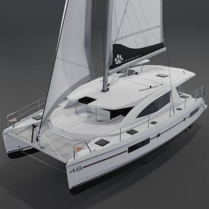 Leopard 48 Luxury sail yacht render PBR