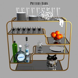 3D antiques bar console