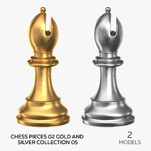 3D model Chess Pieces 02 Gold and Silver Collection 05 - 2 models