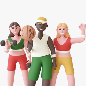 Sportsmen - Rigged 3D Characters 12 Animations 3D model