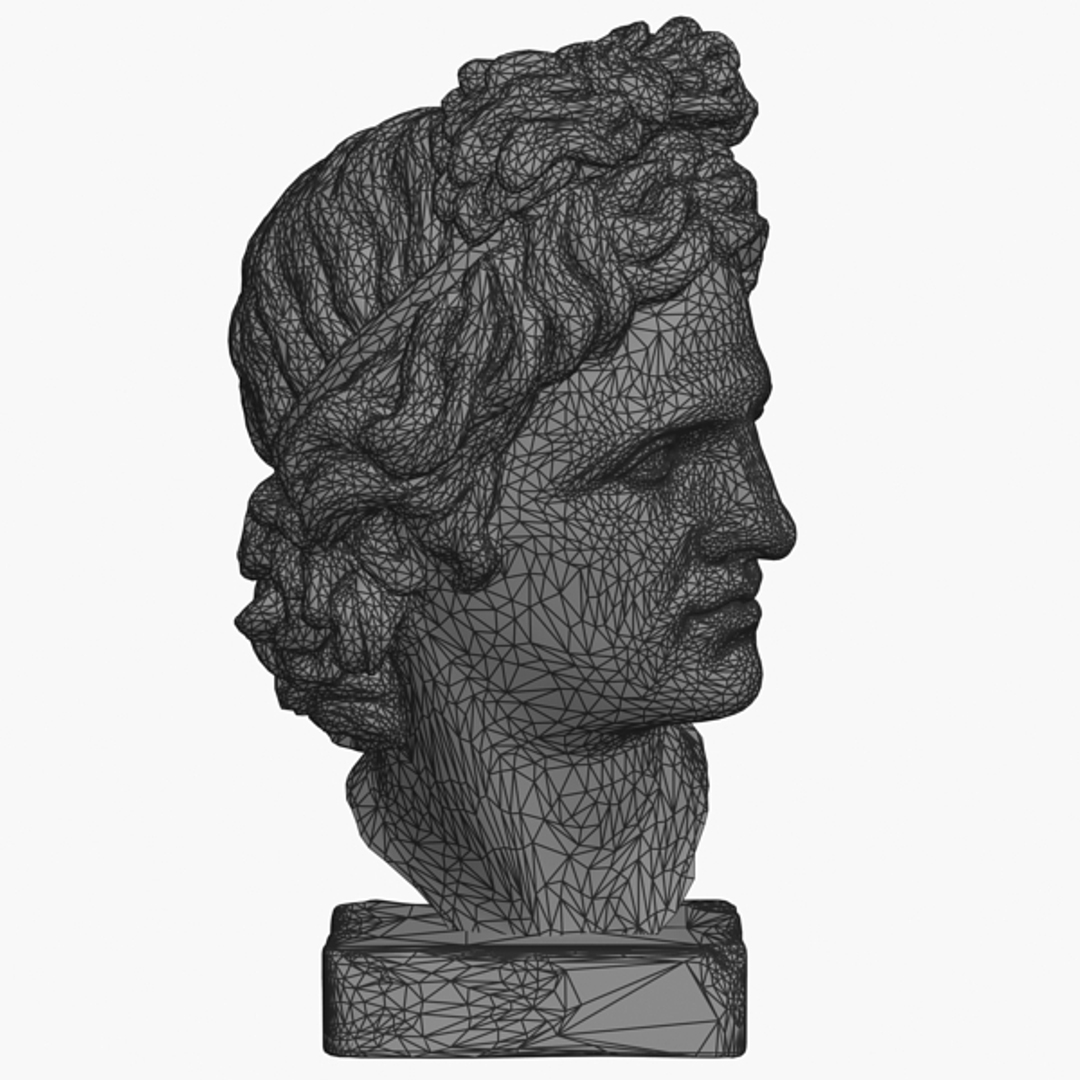 Concept illustration of classical head bust sculpture from 3D