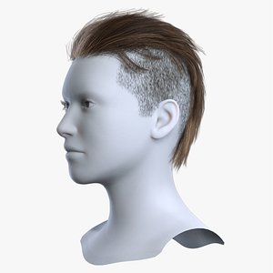 3D model Men Slicked Back Undercut Brown Hair 3D Asset