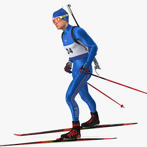 Biathlete Fully Equipped USA Team Running Pose