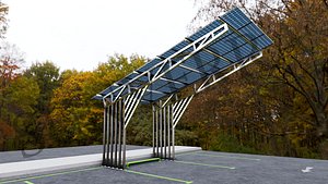 Lowpoly Solar Carport-L-1 Types-Steel Structure model