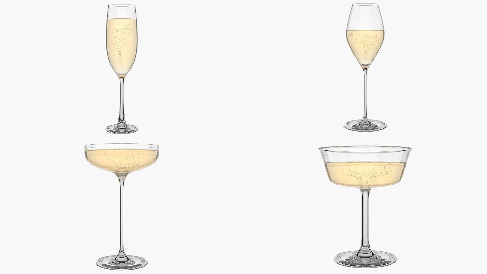 Champagne Glass Collection Model - TurboSquid 1825558