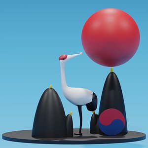 Hwatu Flower Card Hanafuda January Pine 3D model