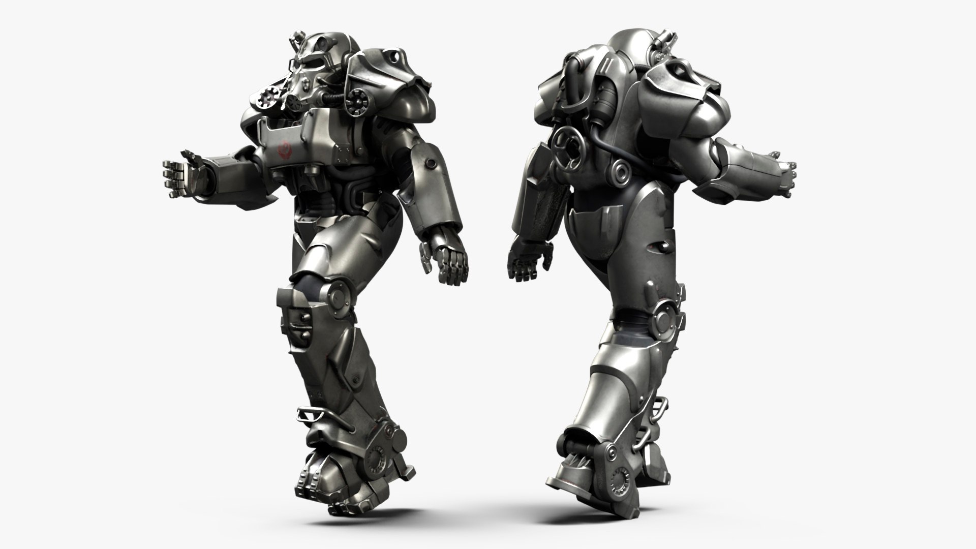 3D Model T 60 Power Armor Fallout With Rifle Rigged - TurboSquid 2252669