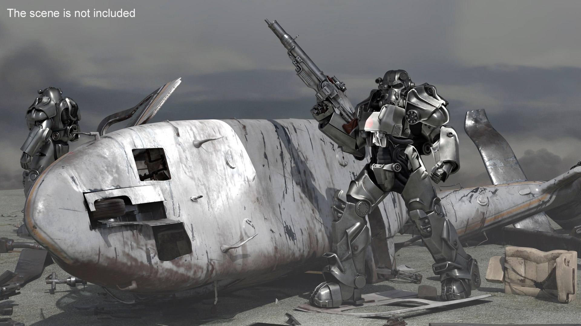 3D Model T 60 Power Armor Fallout With Rifle Rigged - TurboSquid 2252669