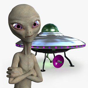 3d model of - grey alien rigged